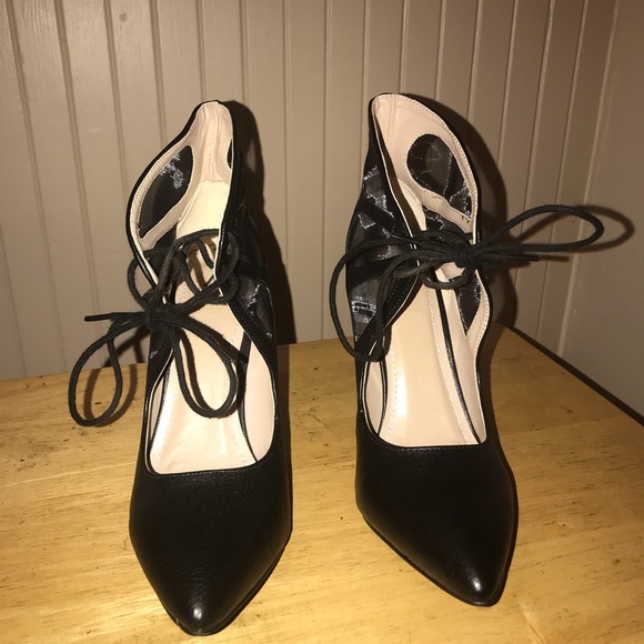 MADISON by SHOEDAZZLE Lace Up Heels w/Mesh Inserts - Picture 2 of 5